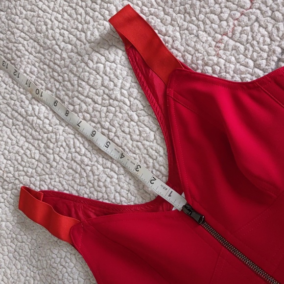 Moschino Size 4 Sleeveless Lace Up Front Zip Red Dress - Picture 8 of 13